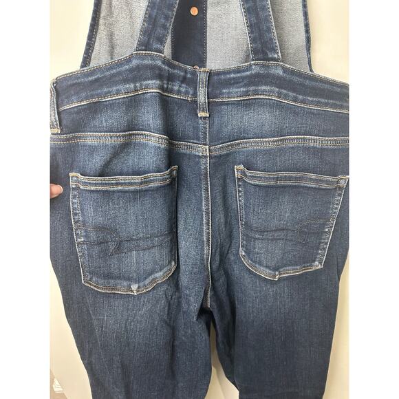 AMERICAN EAGLE Outfitters Next Level Stretch Denim Overalls Jegging Size 12L B8 - Picture 5 of 9